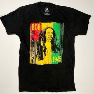 Zion Rootswear Bob Marley 1945 Black Red Yellow Green T-Shirt Short Sleeve - L